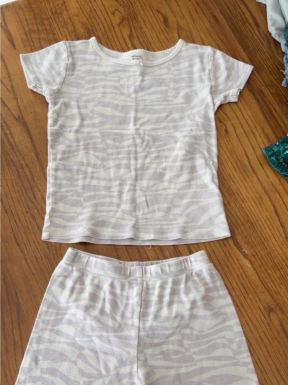 Kids Two-Piece Zebra Print Set in Light Gray & Cream
